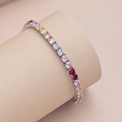 [Clara Jewels]Radiant Colorful Round Cut Tennis Bracelet