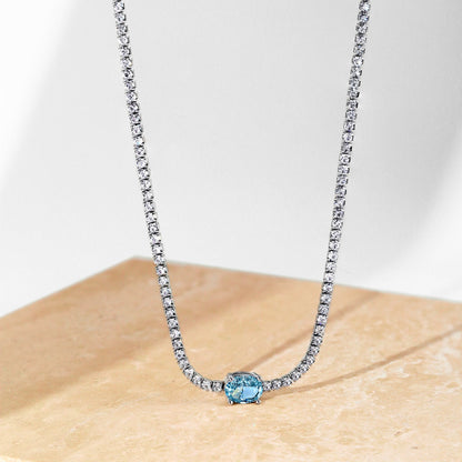 [Clara Jewels]1.0 Carat Shining Oval Cut Necklace