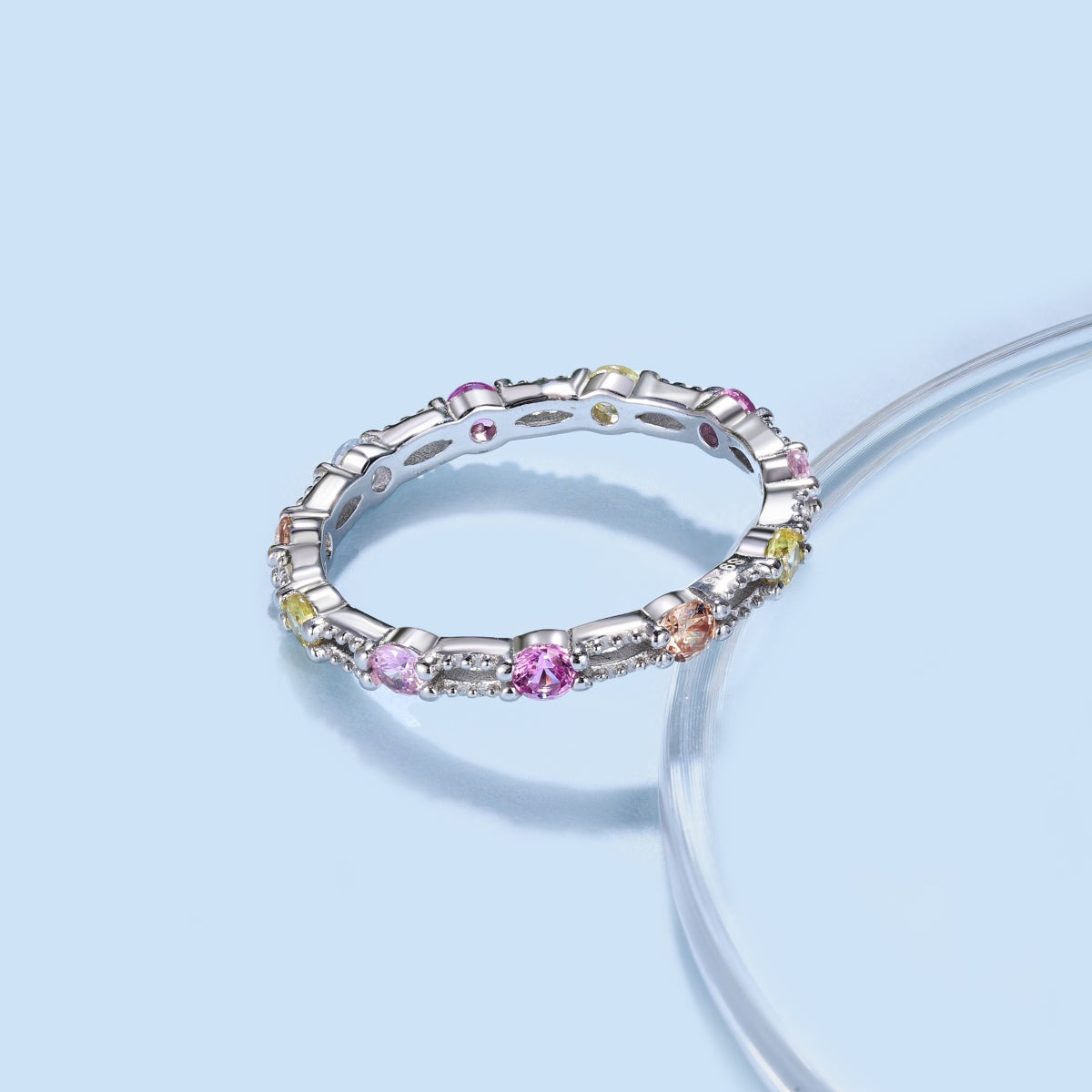 [Clara Jewels]Sparkling Colorful Round Cut Tennis Ring