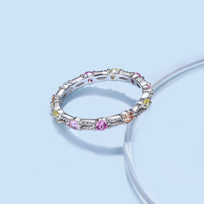 [Clara Jewels]Sparkling Colorful Round Cut Tennis Ring