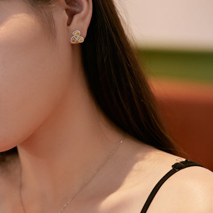 [Clara Jewels]Ornate Flower Shape Pear Cut Lover Earrings