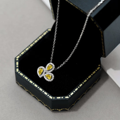 [Clara Jewels]Elegant Flower Shape Pear Cut Necklace