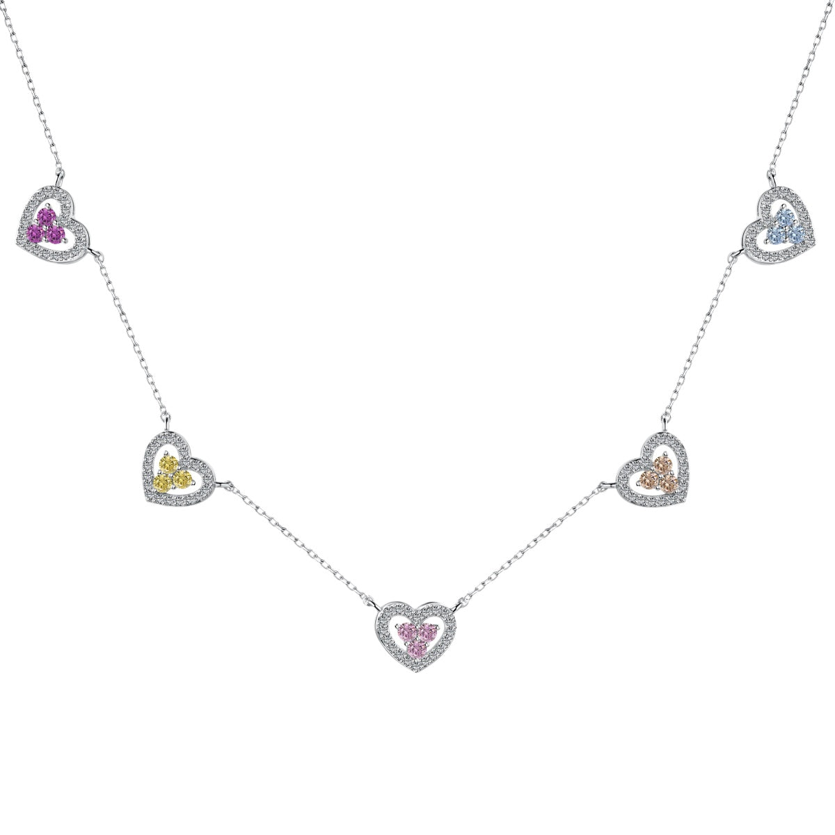 [Clara Jewels]Sparkling Five Heart Necklace