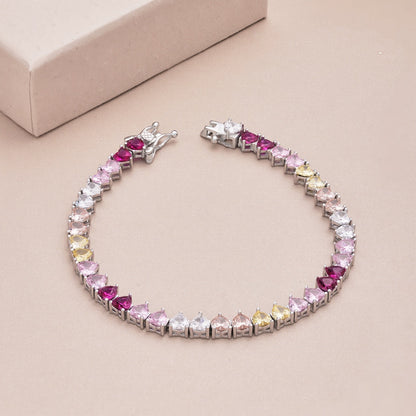 [Clara Jewels]Luxurious Colorful Romantic Heart Shape Lover Bracelet