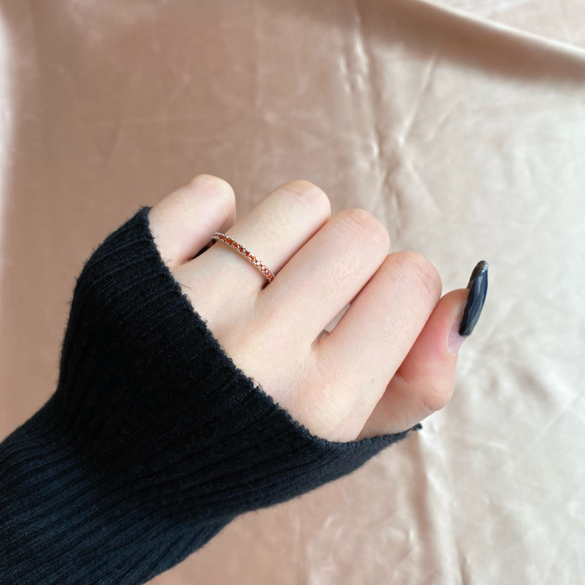 [Clara Jewels]Delicate Sparkling Round Cut Daily Ring