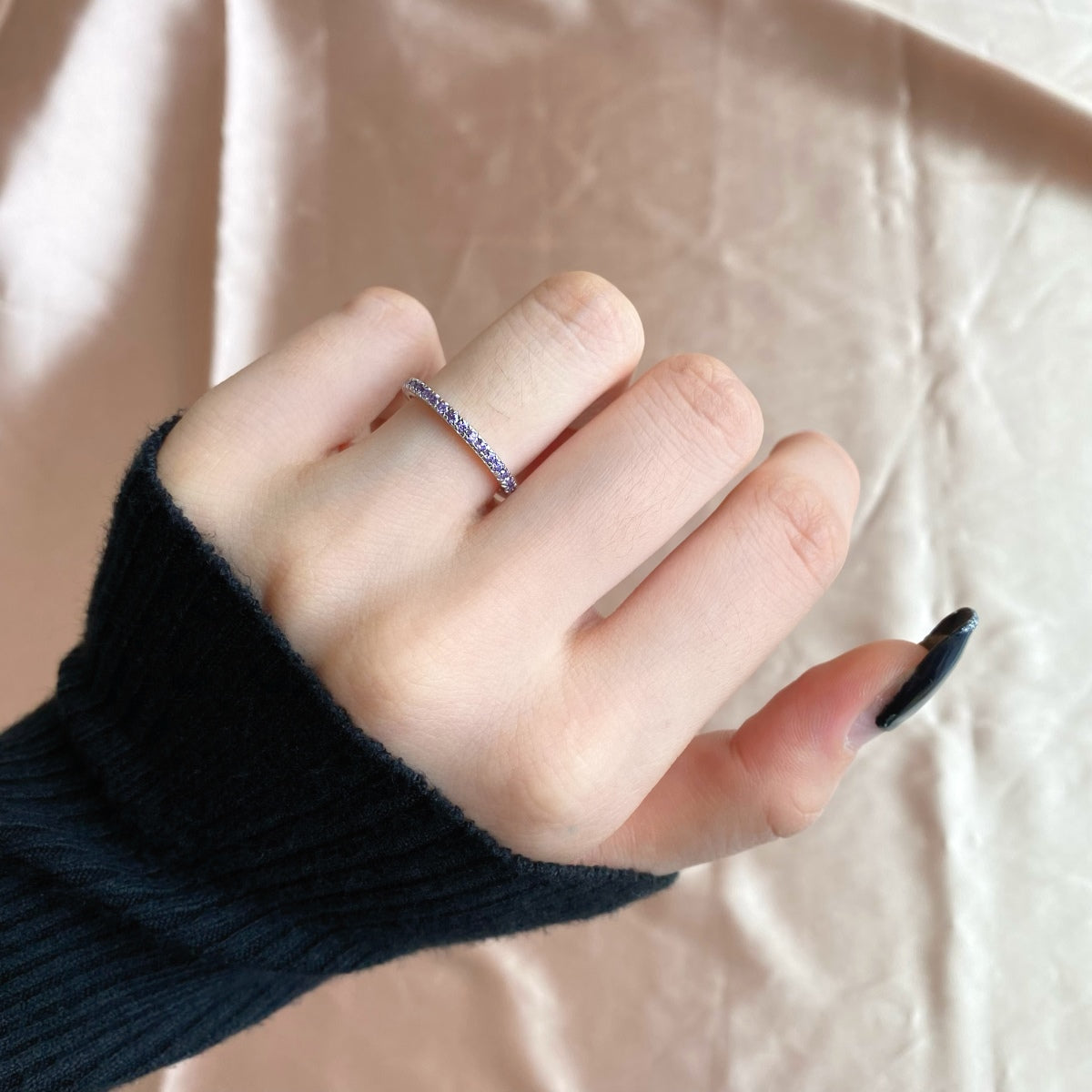 [Clara Jewels]Delicate Sparkling Round Cut Daily Ring