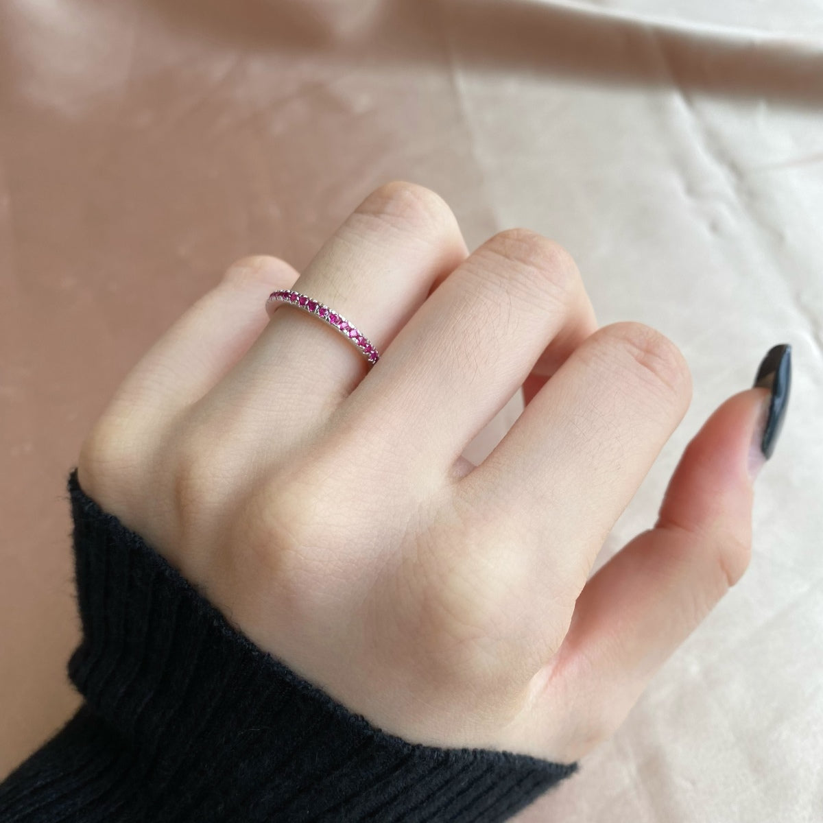 [Clara Jewels]Delicate Sparkling Round Cut Daily Ring