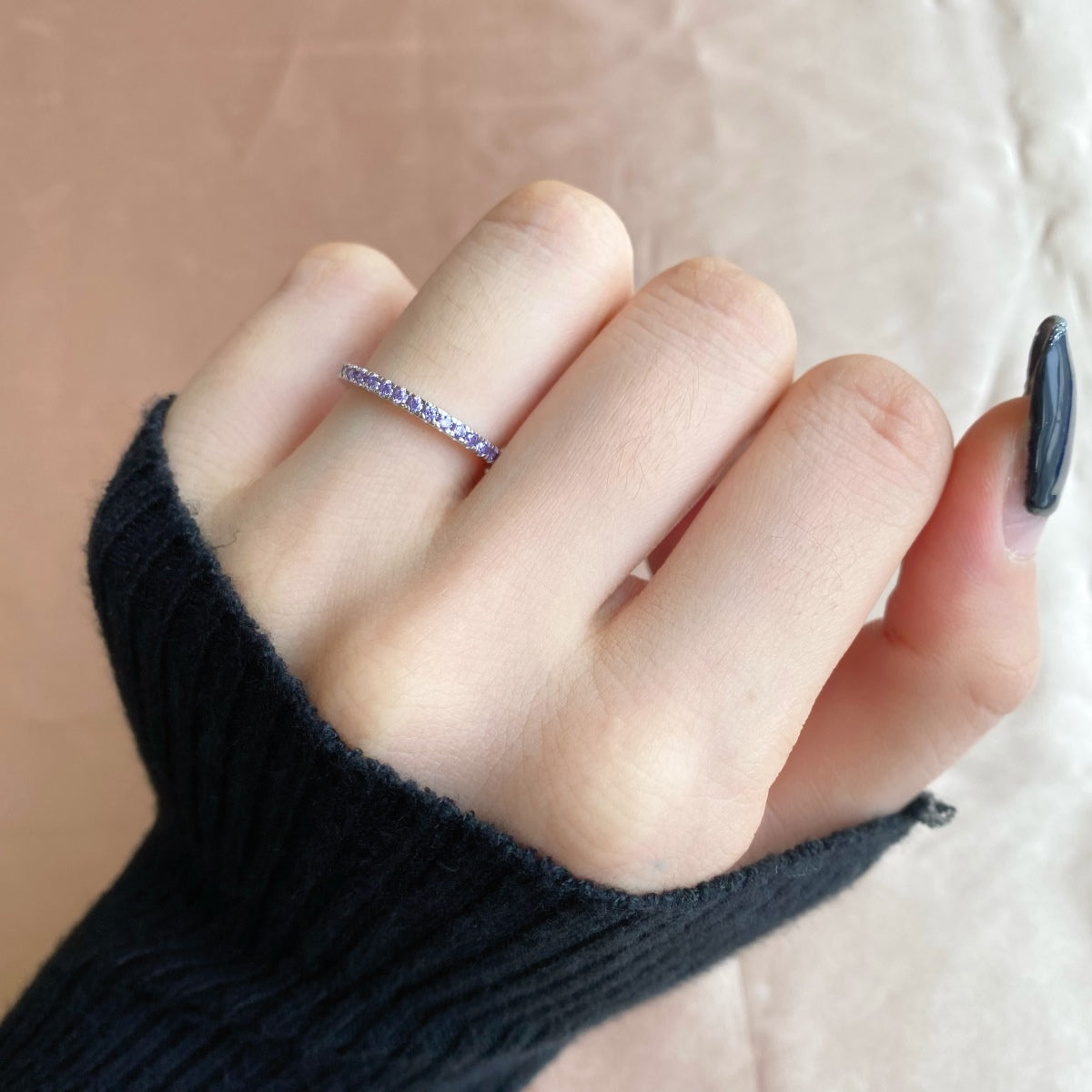 [Clara Jewels]Delicate Sparkling Round Cut Daily Ring