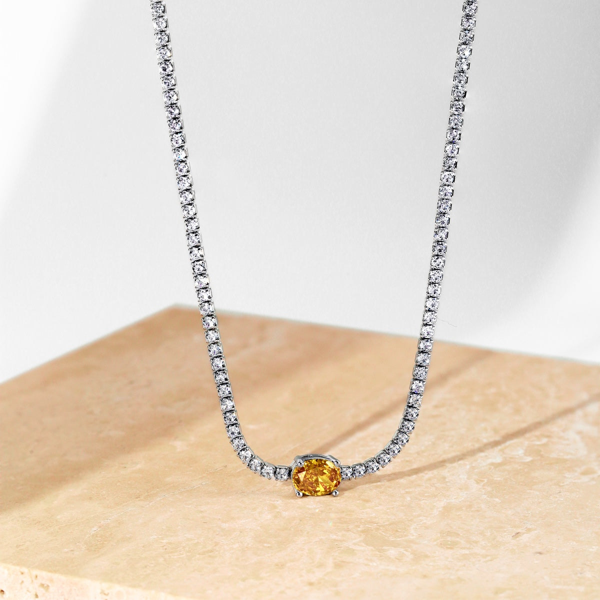 [Clara Jewels]1.0 Carat Shining Oval Cut Necklace