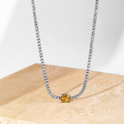[Clara Jewels]1.0 Carat Shining Oval Cut Necklace
