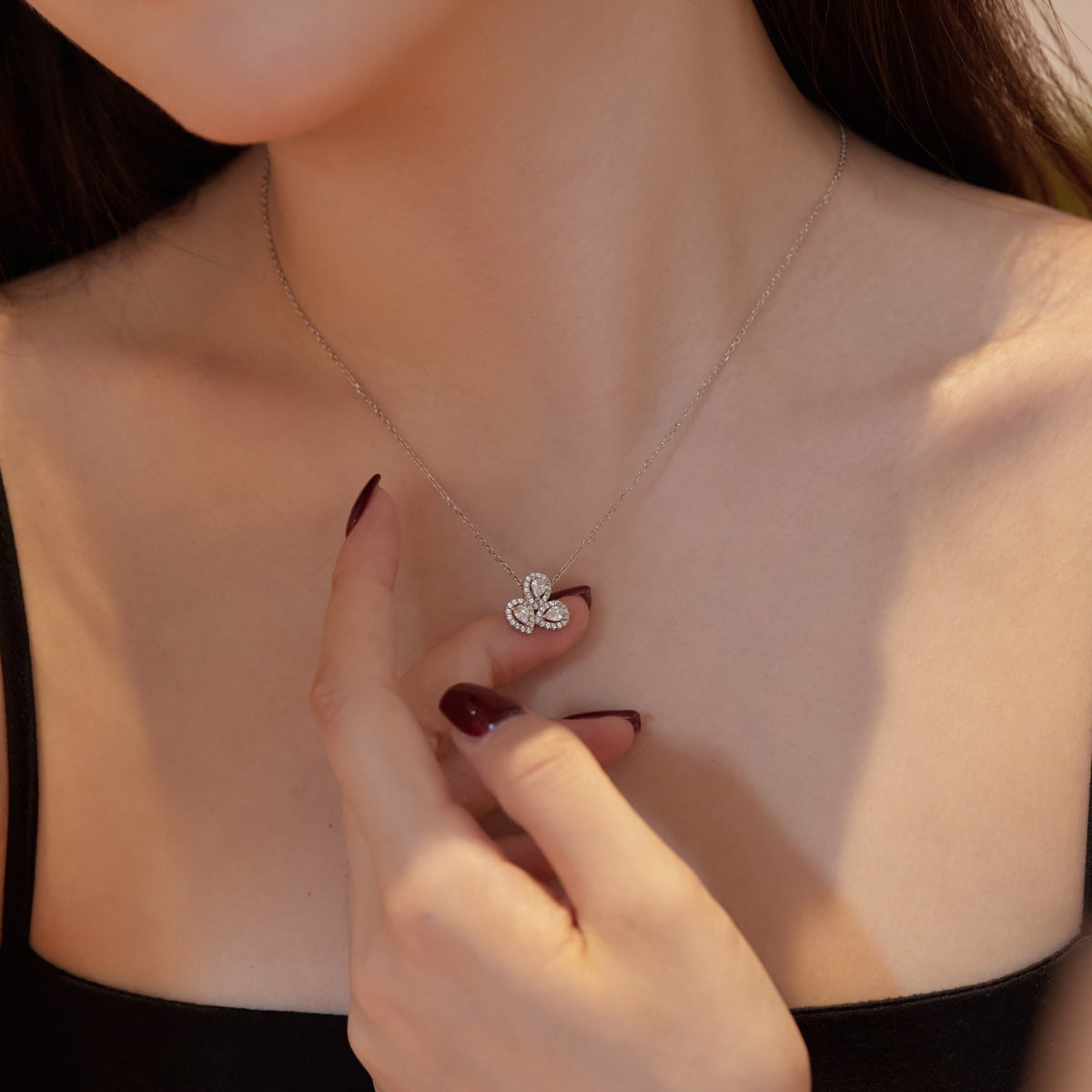 [Clara Jewels]Elegant Flower Shape Pear Cut Necklace