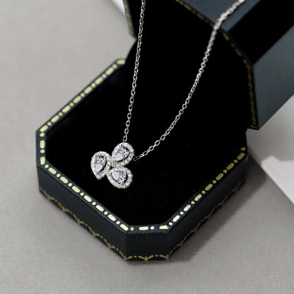 [Clara Jewels]Elegant Flower Shape Pear Cut Necklace