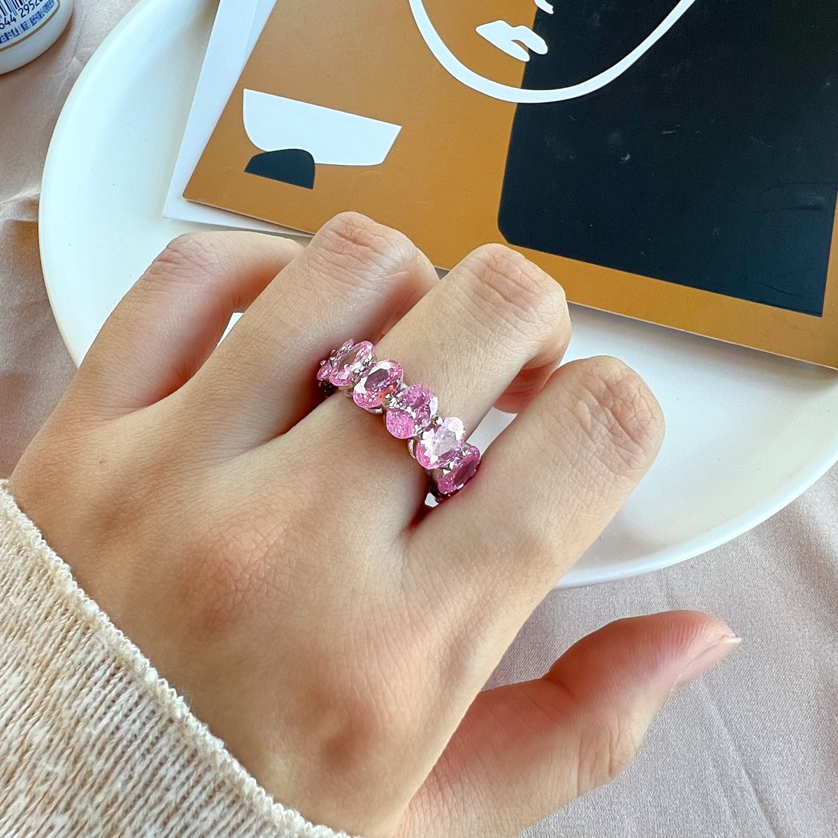 [Clara Jewels]Dainty Elongated Cushion Cut Tennis Ring
