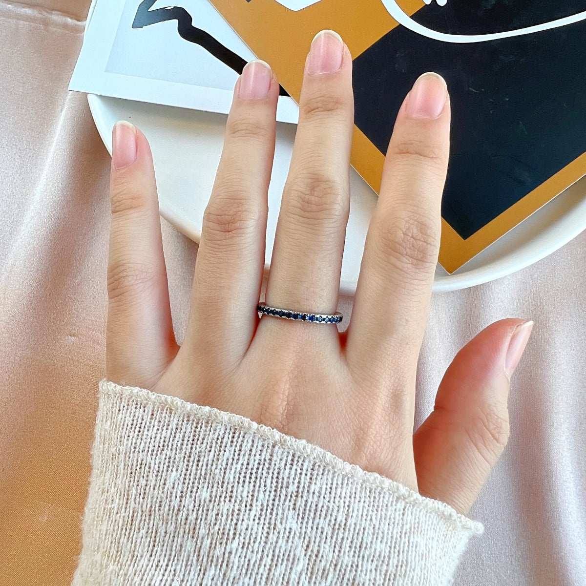 [Clara Jewels]Delicate Sparkling Round Cut Daily Ring