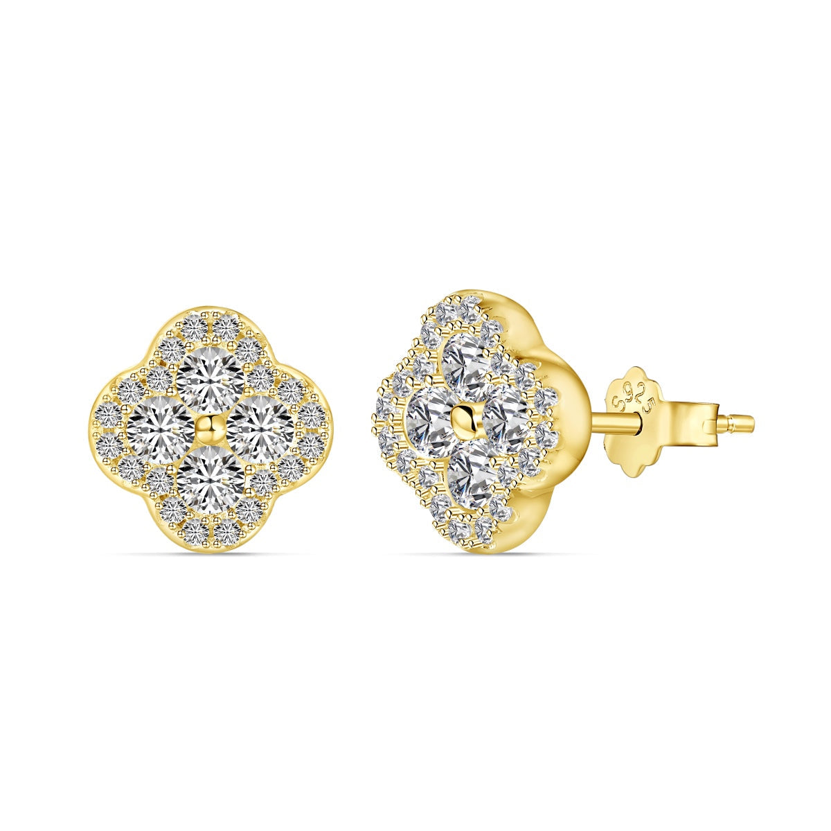 [Clara Jewels]Four-Leaf Clover Flower Shaped Earrings