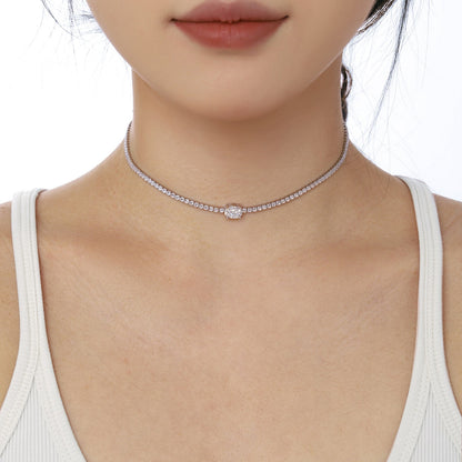 [Clara Jewels]1.0 Carat Shining Oval Cut Necklace