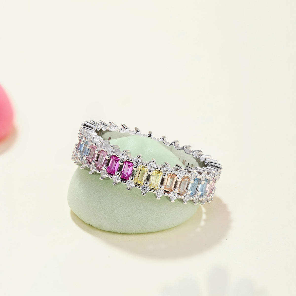 [Clara Jewels]Splashy Ornate Emerald Cut Cocktail Ring