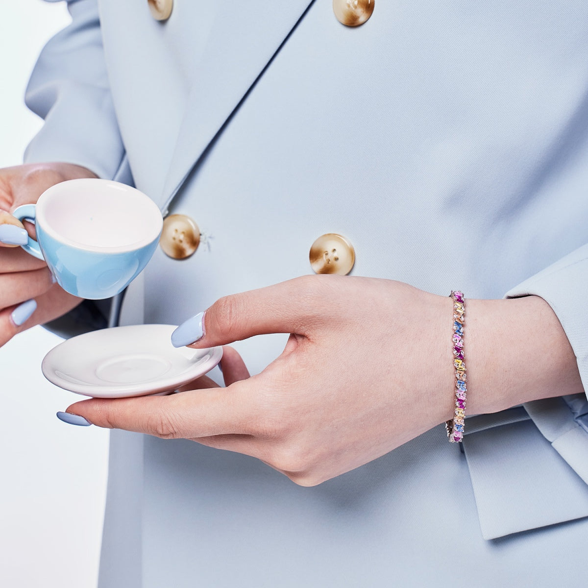 [Clara Jewels]Ornate Sparkling Multi Cut Party Bracelet