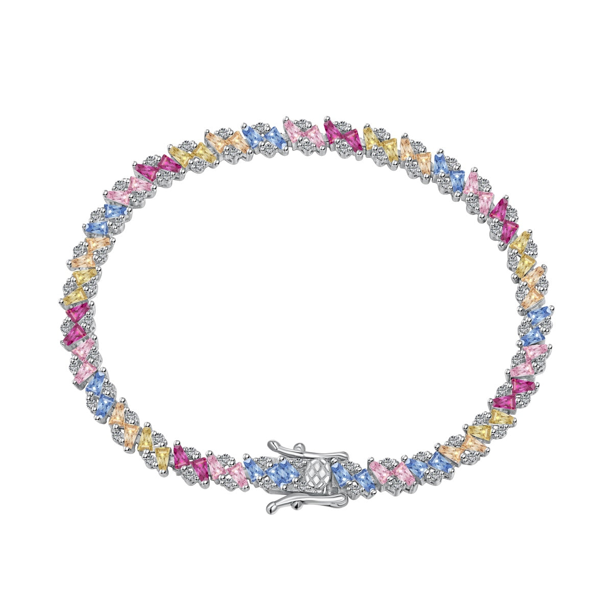 [Clara Jewels]Ornate Sparkling Multi Cut Party Bracelet