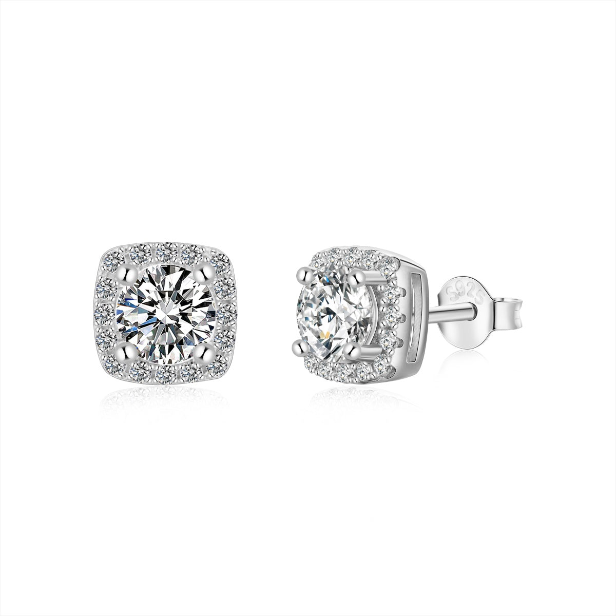 [Clara Jewels]Classic Round Center Stone Stud Earrings