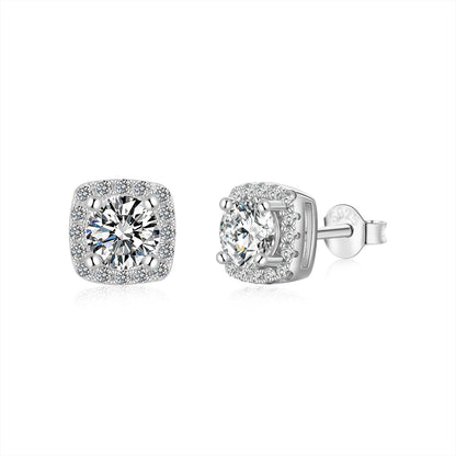 [Clara Jewels]Classic Round Center Stone Stud Earrings
