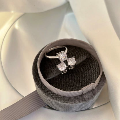 [Clara Jewels]1.0 Carat Radiant Princess Cut Wedding Earrings