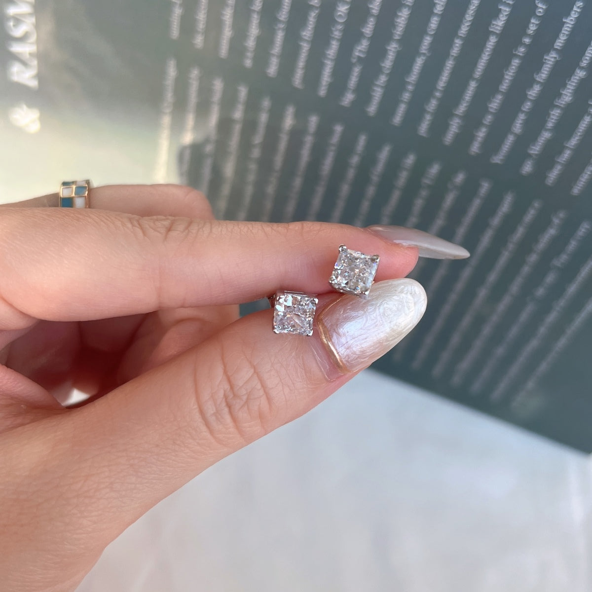 [Clara Jewels]1.0 Carat Radiant Princess Cut Wedding Earrings