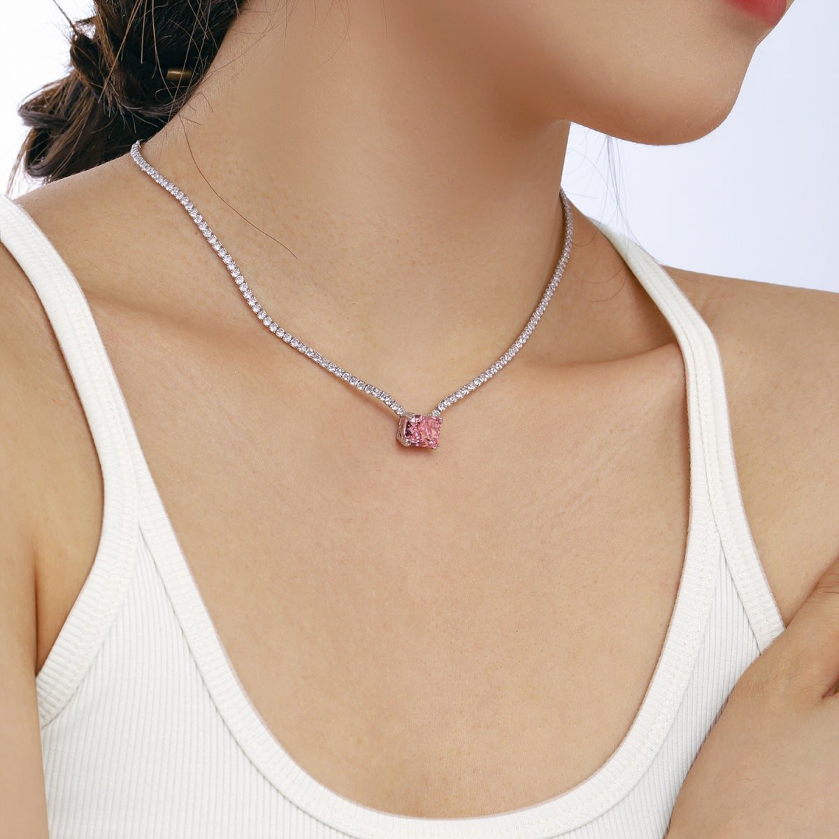 [Clara Jewels]4.0 Carat Elegant Radiant Cut Necklace