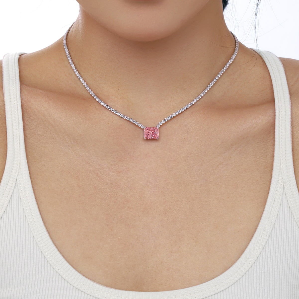 [Clara Jewels]4.0 Carat Elegant Radiant Cut Necklace