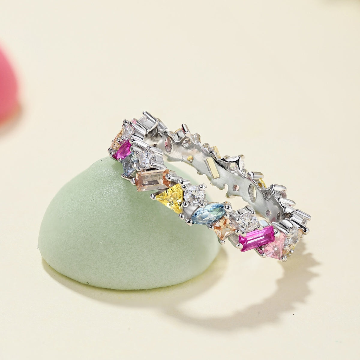 [Clara Jewels]Dazzling Polychromatic Multi cut Daily Ring