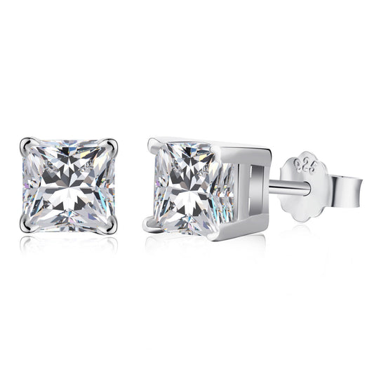 [Clara Jewels]1.0 Carat Radiant Princess Cut Wedding Earrings
