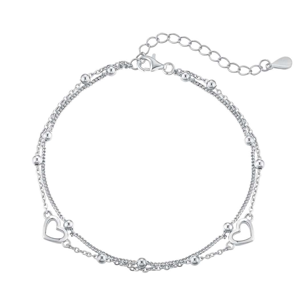 [Clara Jewels]Dainty Double Layer Love Heart Bracelet