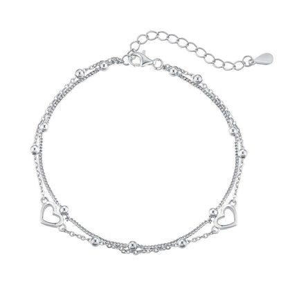 [Clara Jewels]Dainty Double Layer Love Heart Bracelet