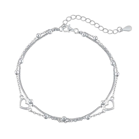 [Clara Jewels]Dainty Double Layer Love Heart Bracelet