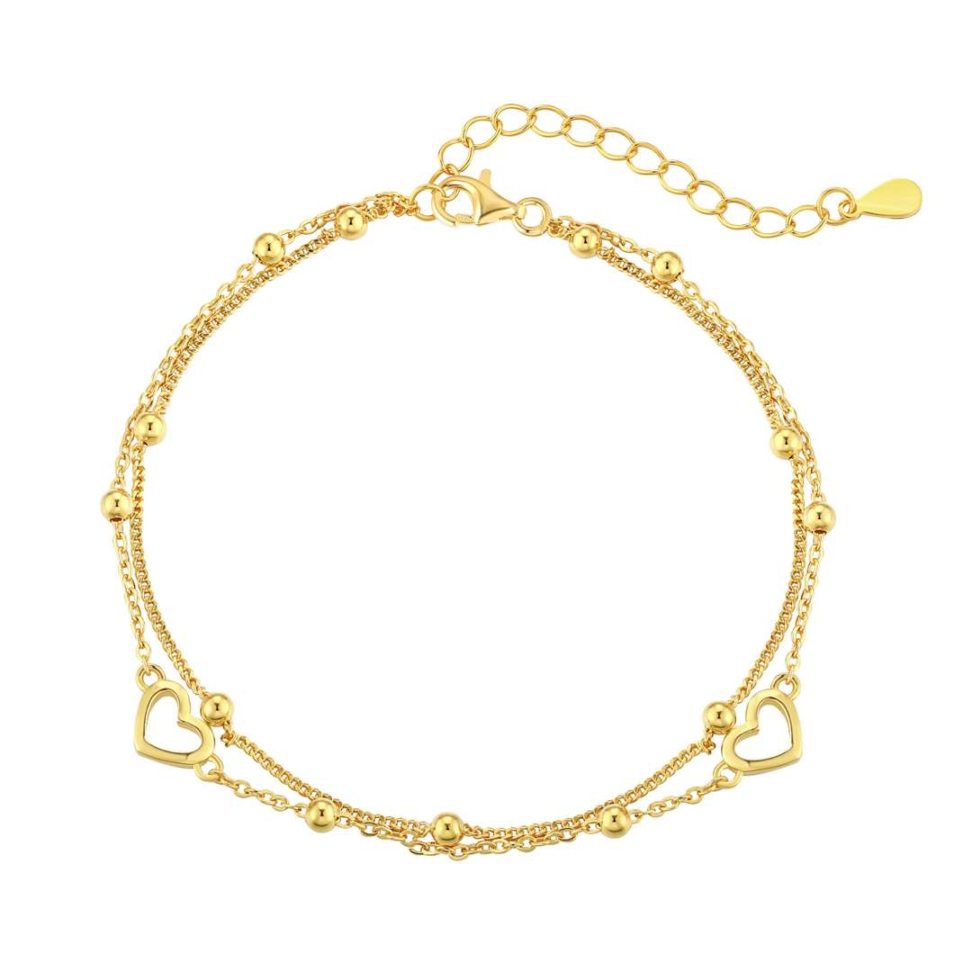 [Clara Jewels]Dainty Double Layer Love Heart Bracelet