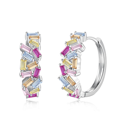 [Clara Jewels]Dazzling Colorful Emerald Cut Daily Earrings