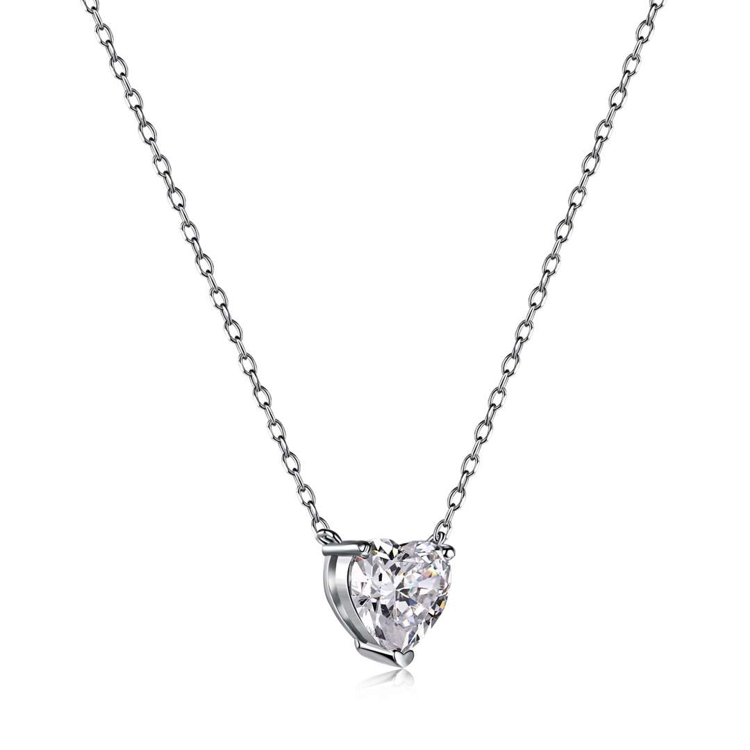 [Clara Jewels]Heart Shape Main Stone Pendant Collarbone Necklace