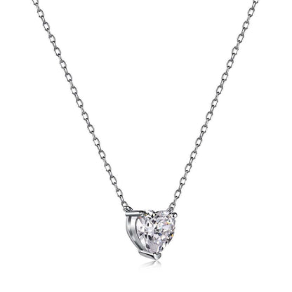 [Clara Jewels]Heart Shape Main Stone Pendant Collarbone Necklace