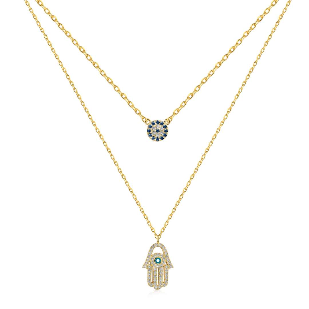 [Clara Jewels]Clara Jewelsn Eye Hamsa Palm Necklace