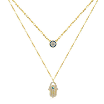 [Clara Jewels]Clara Jewelsn Eye Hamsa Palm Necklace