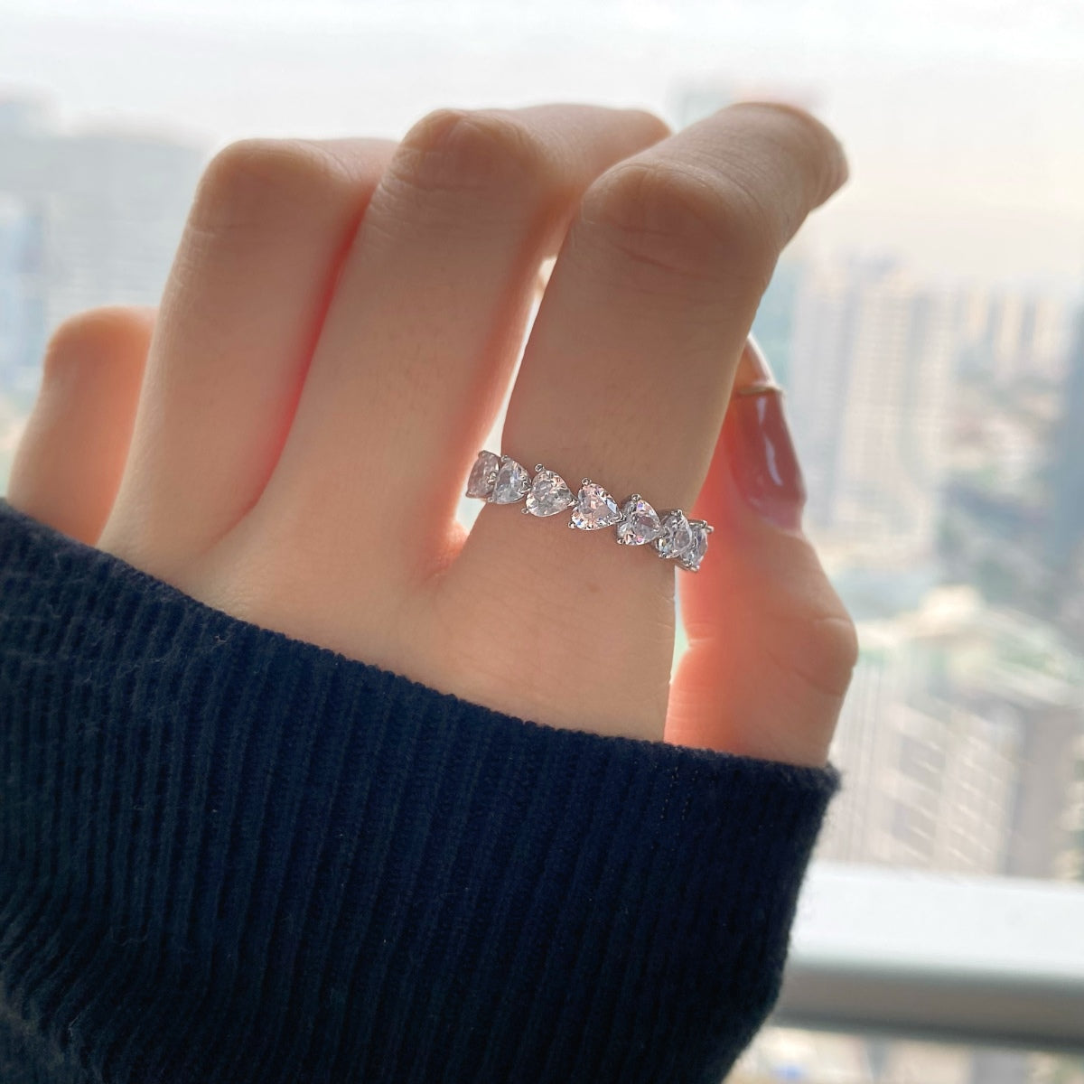 [Clara Jewels]0.25 Carat Radiant Romance Heart Cut Lover Ring