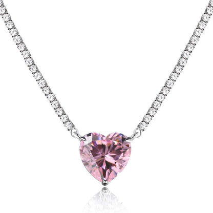 [Clara Jewels]8.0 Carat Versatile Colorful Sweet Heart-Shaped Tennis Necklace