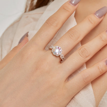 [Clara Jewels]Delicate Colorful Round Cut Flower Shape Wedding Ring