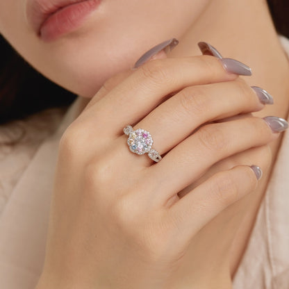 [Clara Jewels]Delicate Colorful Round Cut Flower Shape Wedding Ring