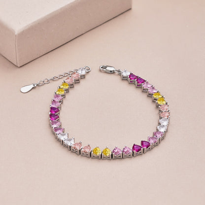 [Clara Jewels]Luxurious Colorful Romantic Heart Shape Lover Bracelet