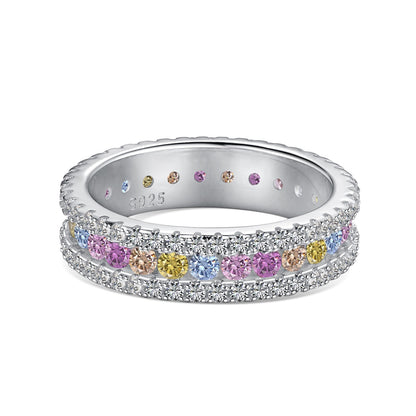 [Clara Jewels]Delicate Colorful Round Cut Daily Ring