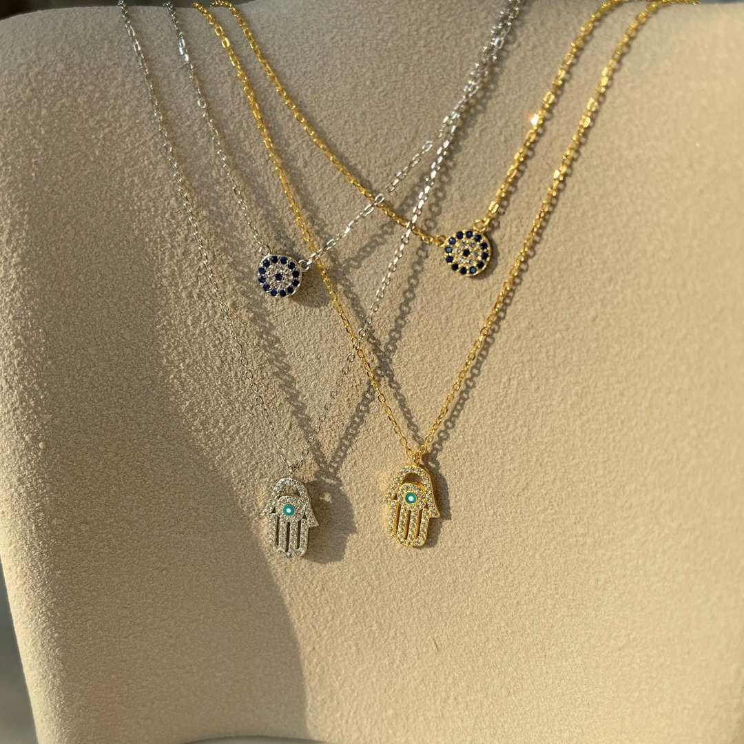 [Clara Jewels]Clara Jewelsn Eye Hamsa Palm Necklace