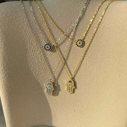 [Clara Jewels]Clara Jewelsn Eye Hamsa Palm Necklace
