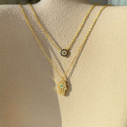 [Clara Jewels]Clara Jewelsn Eye Hamsa Palm Necklace