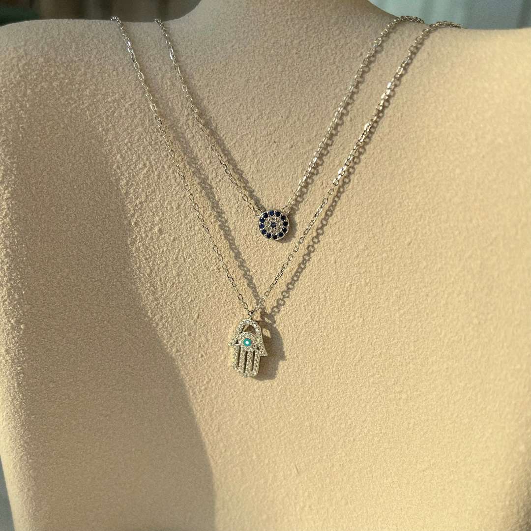 [Clara Jewels]Clara Jewelsn Eye Hamsa Palm Necklace